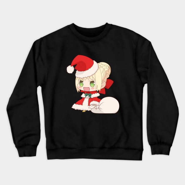 CUTE CHIBI SANTA SABER NERO from FATE GRAND ORDER Crewneck Sweatshirt by zerooneproject